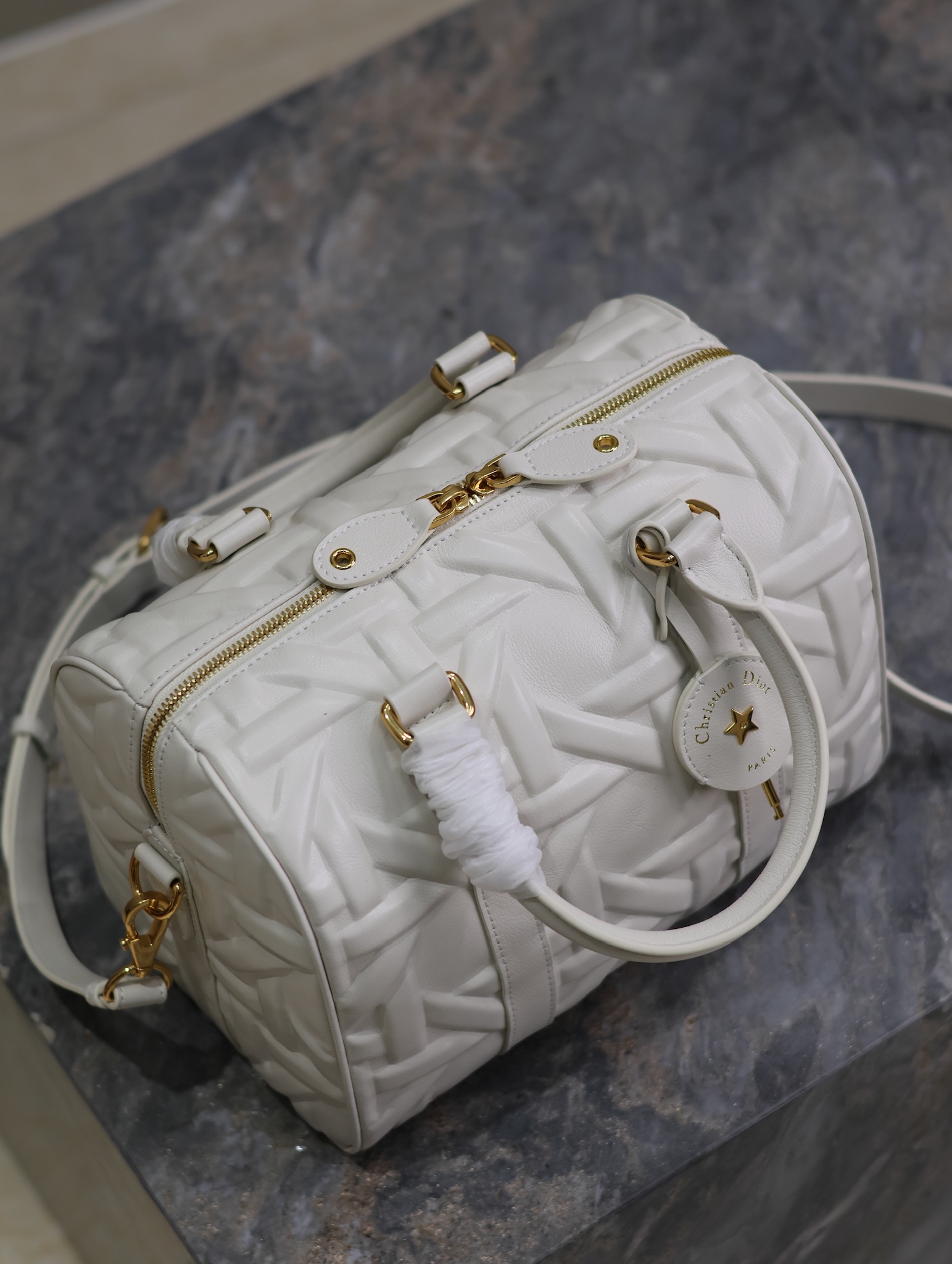 Dior Groove 25 Bag White Graphic Cannage Calfskin